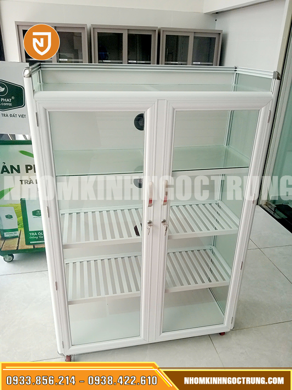 Tủ chén màu trắng sữa ngang 1m có khóa tu chen ngang 1m co khoa